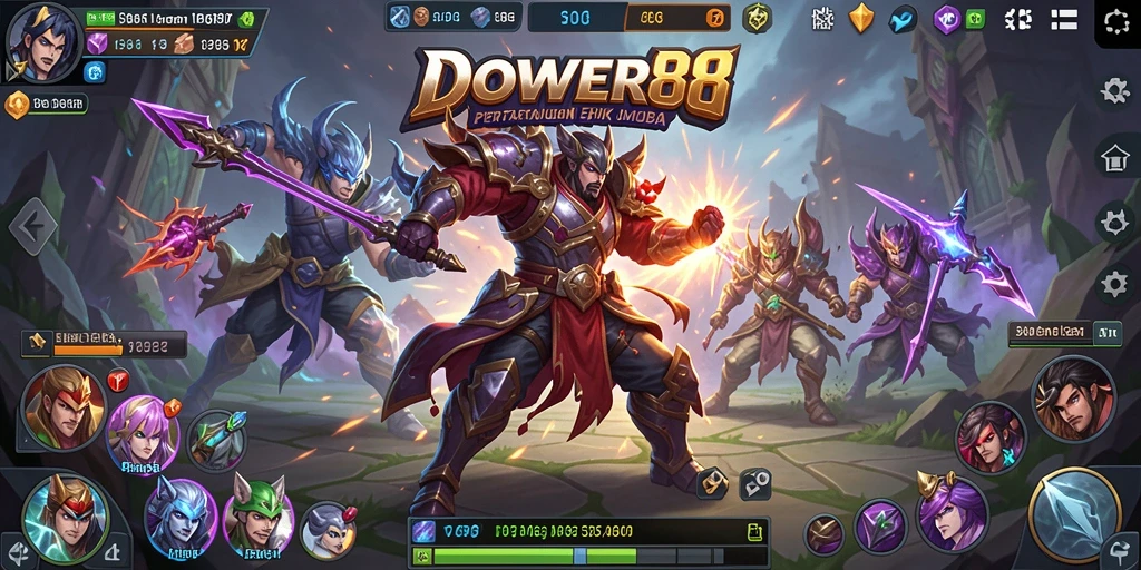 Screenshot DOWER88 menampilkan aksi seru dalam permainan MOBA.