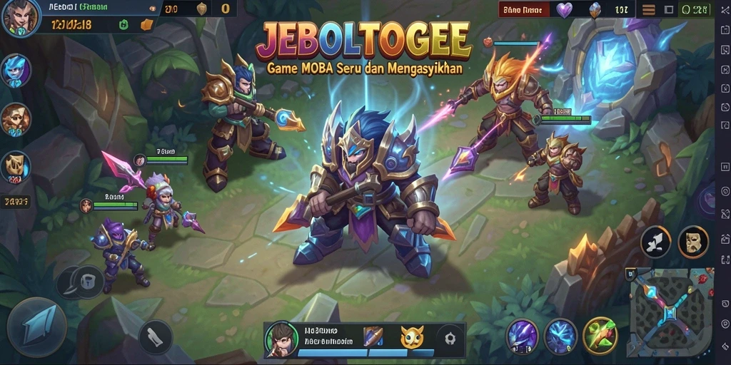 Screenshot gameplay seru JEBOLTOGEL dalam aksi MOBA.