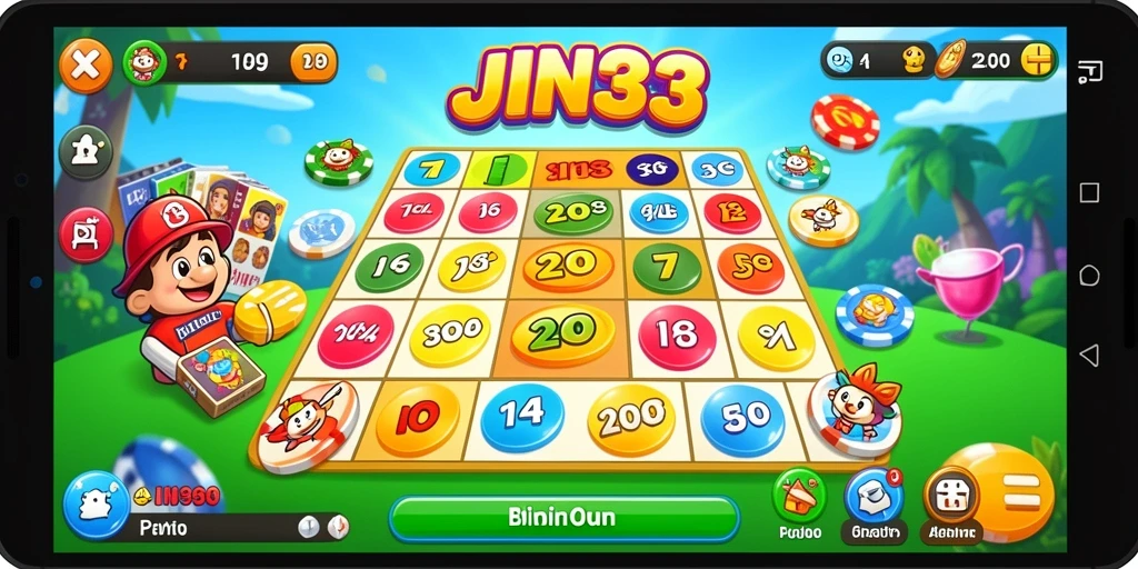 Tampilan gameplay seru dari JIN33 yang penuh warna.