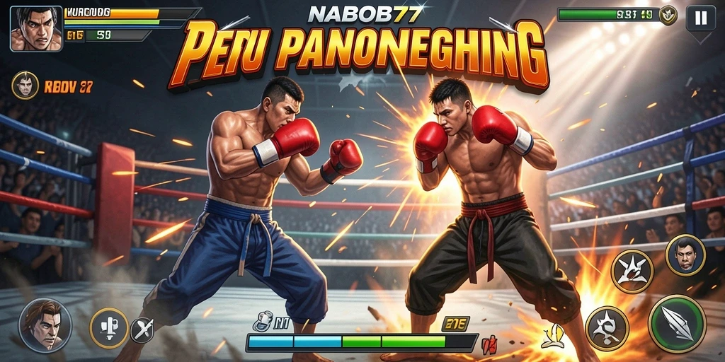 Screenshot gameplay NABOB77 menampilkan pertarungan seru.