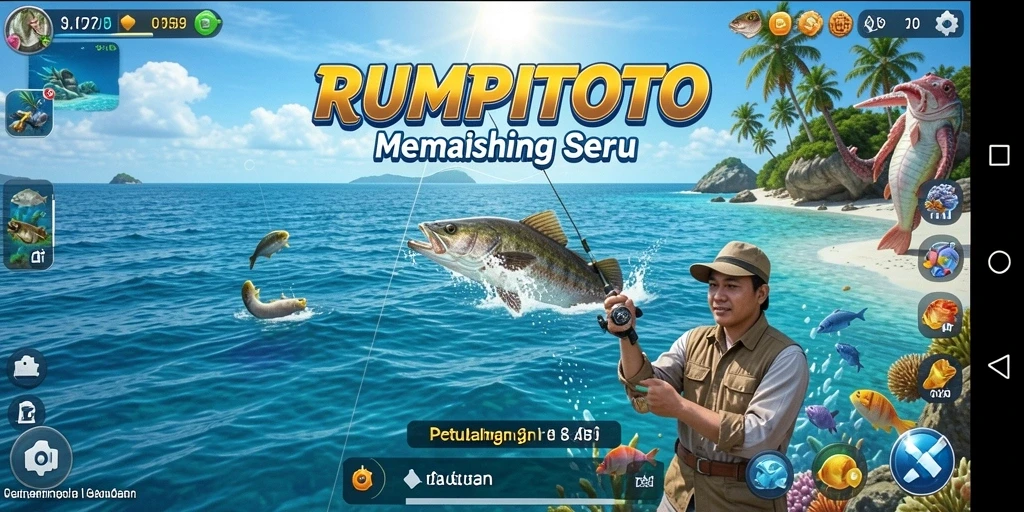 Tampilan gameplay RUMPITOTO dengan suasana memancing yang mendebarkan.