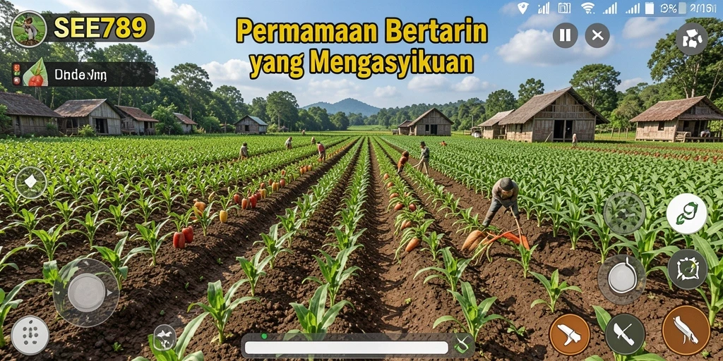Tangkapan layar gameplay <strong>SEE789</strong> menunjukkan proses bertani yang menarik dan interaksi yang menyenangkan.
